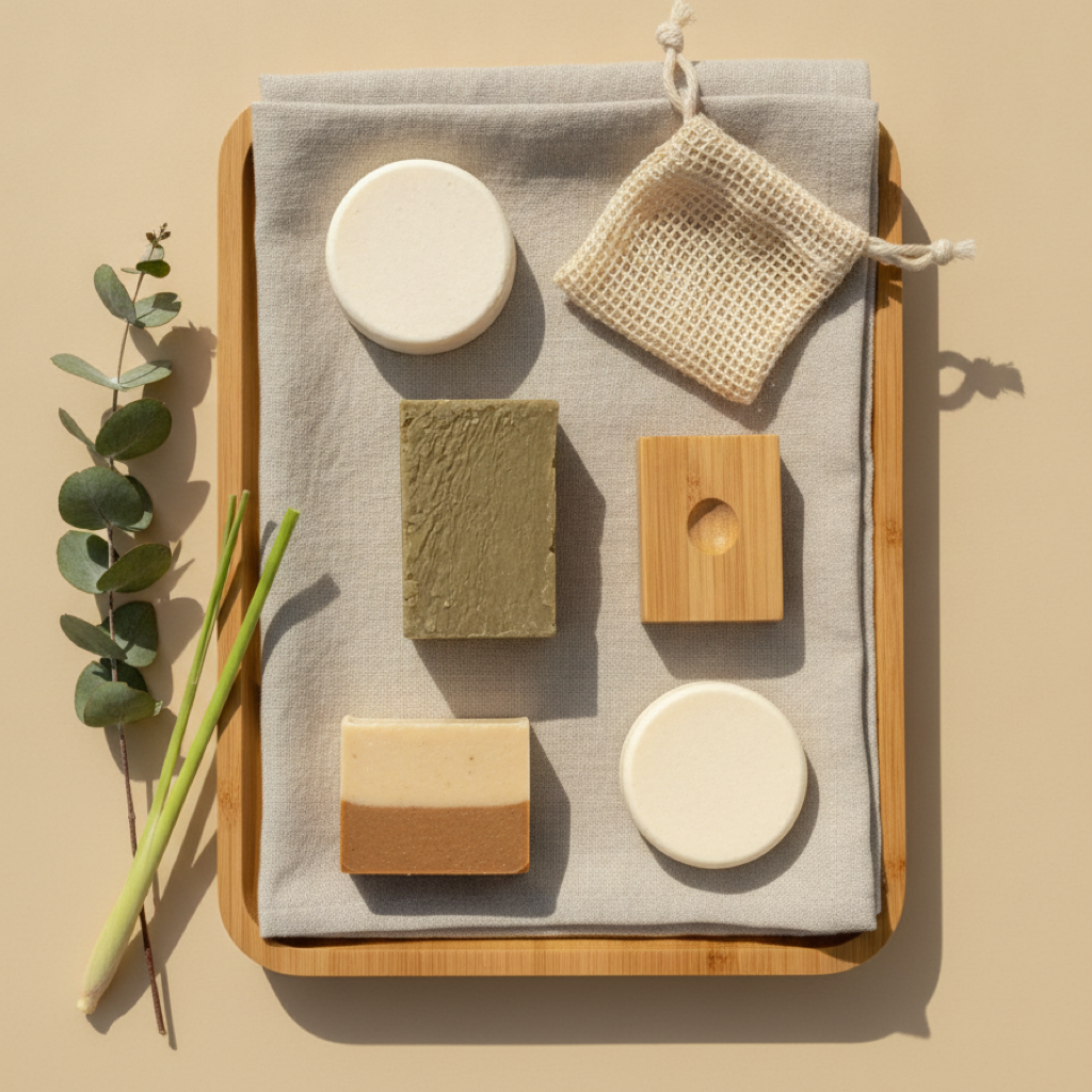 Pack cosmética sólida ecológica Karité · Champú sólido de Romero